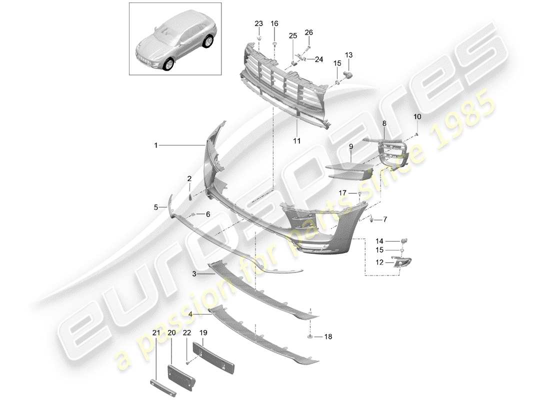 porsche macan (2014) bumper part diagram