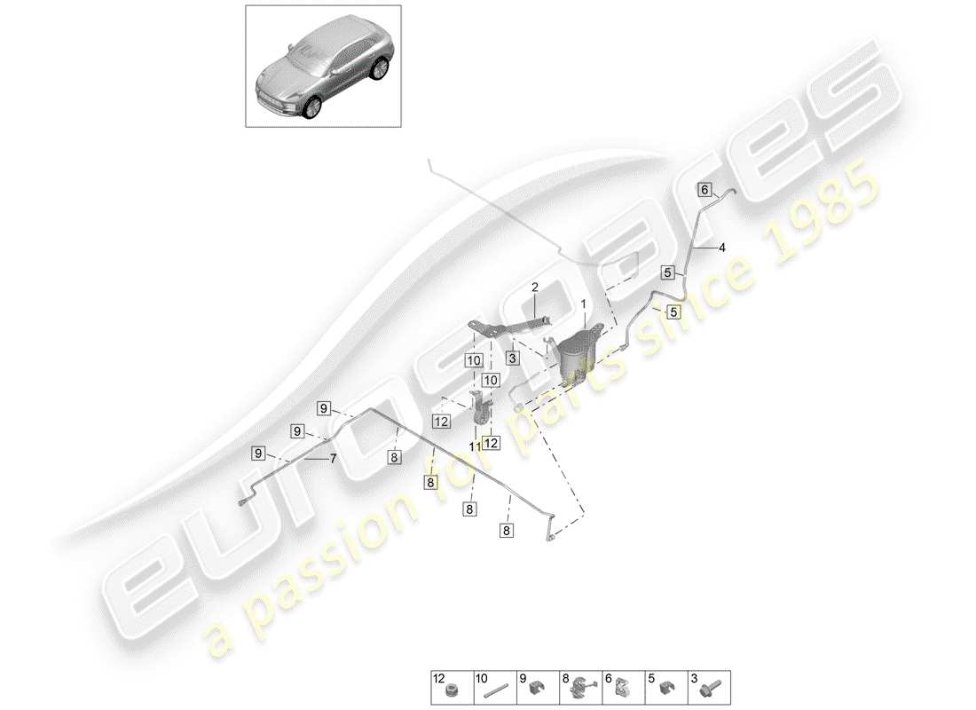 porsche macan (2020) evaporative emission canister part diagram