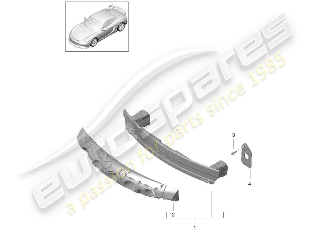 porsche cayman gt4 (2016) bumper bracket part diagram