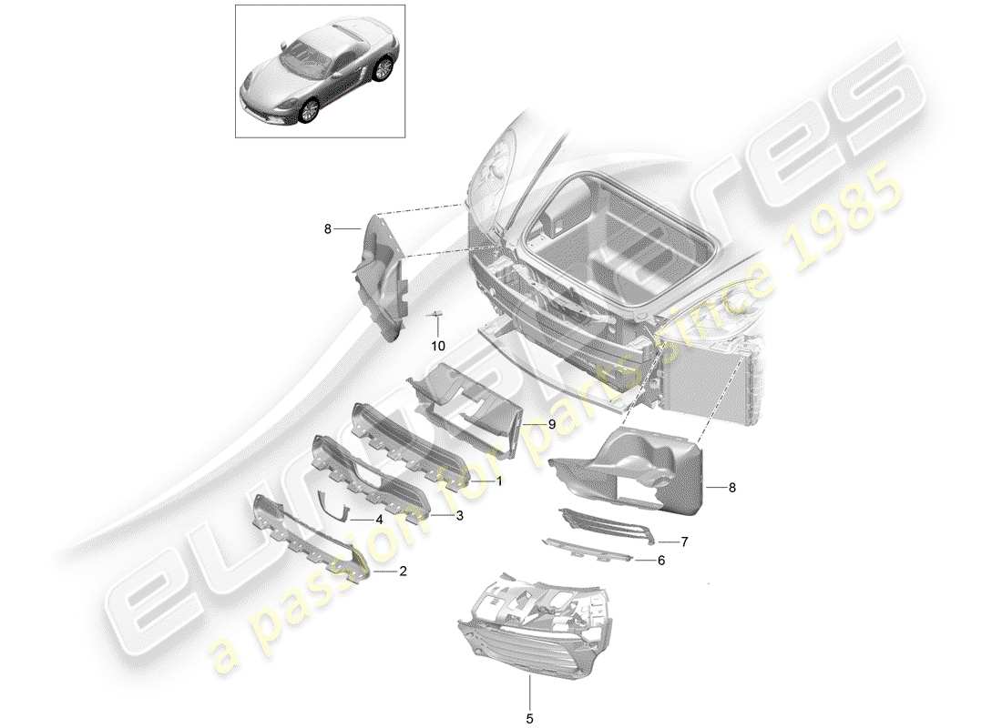 porsche 718 boxster (2017) air duct part diagram