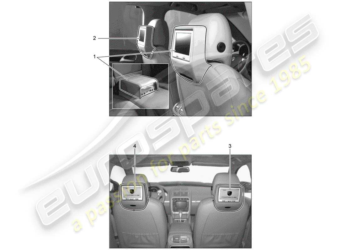 porsche tequipment cayenne (2018) rear seat entertainment system part diagram