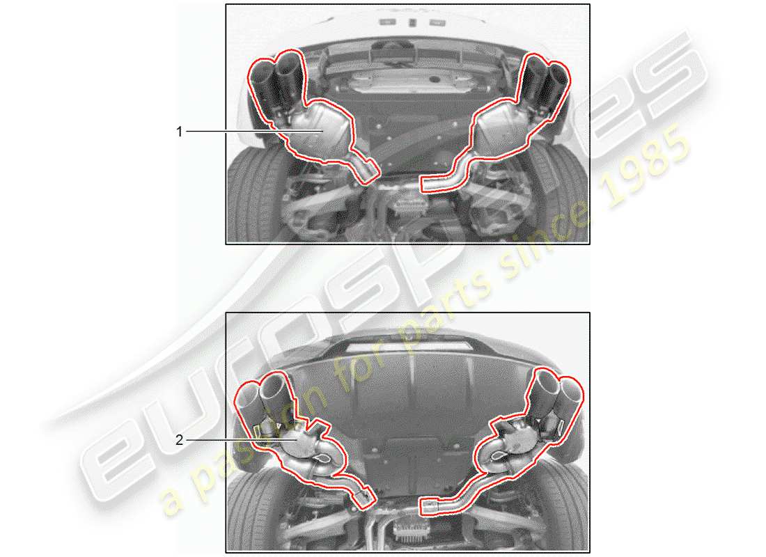 porsche tequipment macan (2018) exhaust system part diagram