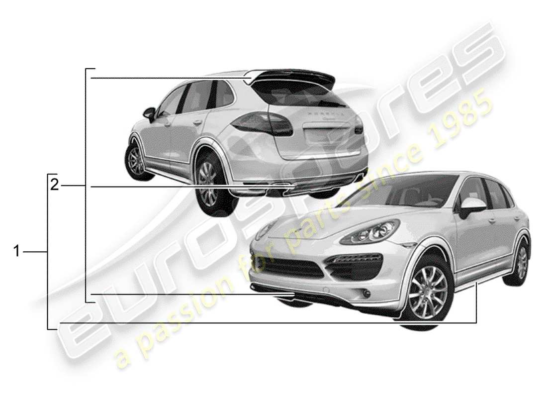 porsche tequipment cayenne (2018) sport design package part diagram