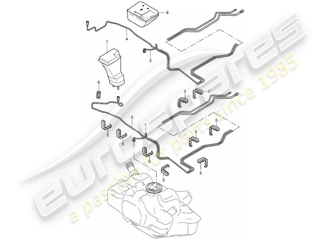 porsche boxster 987 (2006) fuel system part diagram