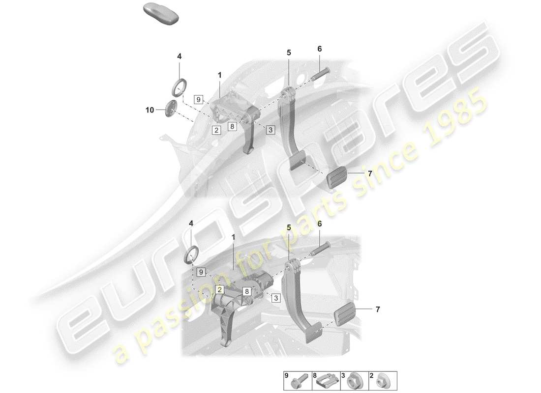 porsche 2020 brake and clutch pedals part diagram