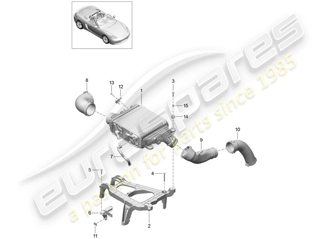 porsche 718 boxster (2017) charge air cooler part diagram