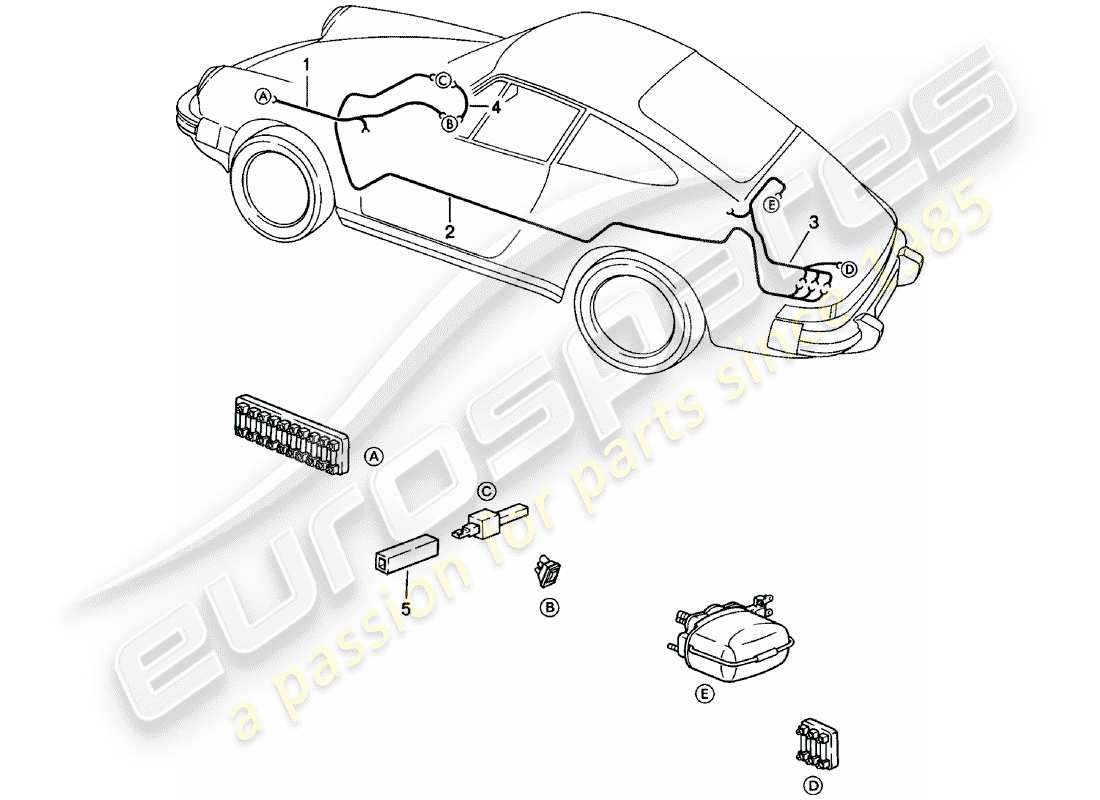 porsche 911 (1980) wiring harnesses - rear window wiper part diagram