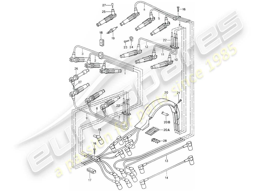 porsche 964 (1991) engine electrics 2 part diagram