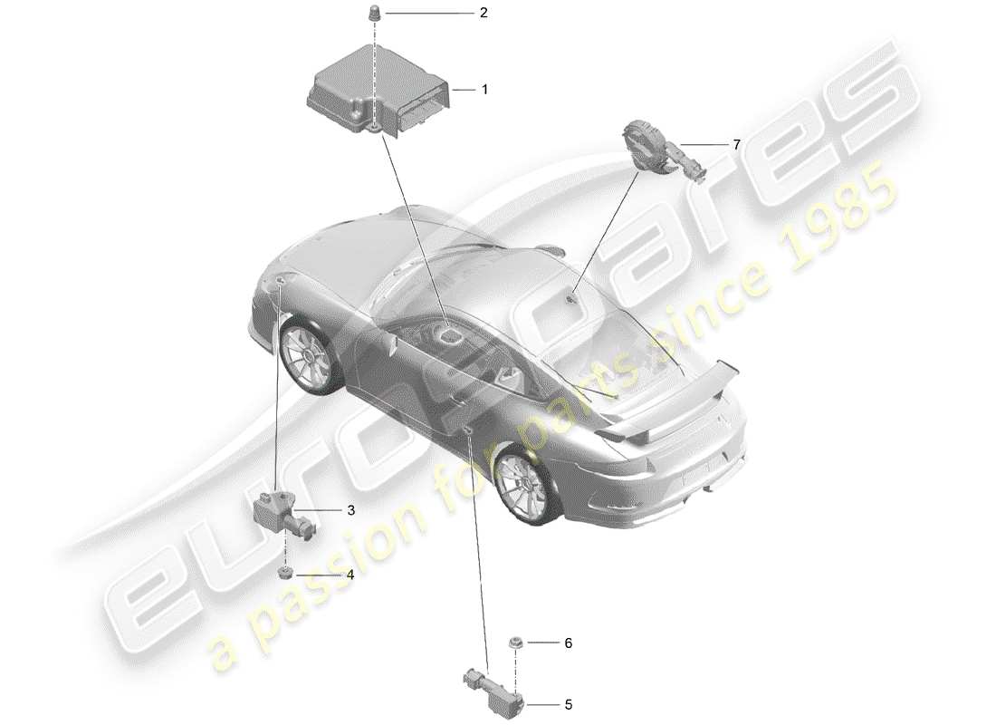 porsche 991r/gt3/rs (2015) electronic control module part diagram