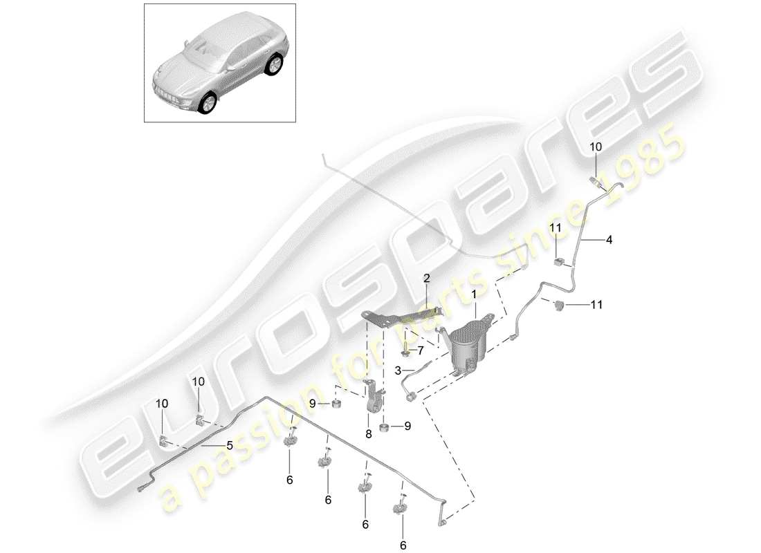 porsche macan (2014) evaporative emission canister part diagram