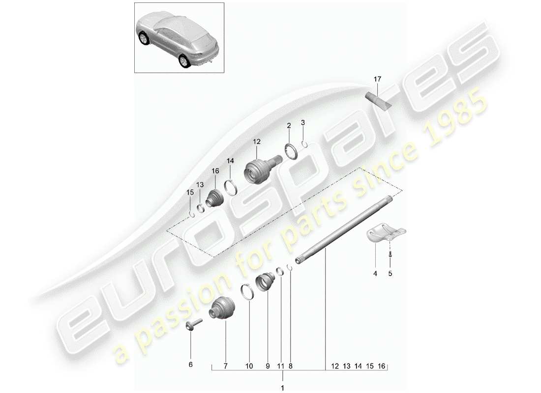 porsche macan (2014) drive shaft part diagram