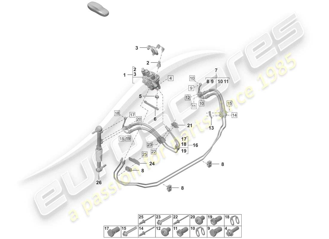 porsche 2020 hydraulic line part diagram