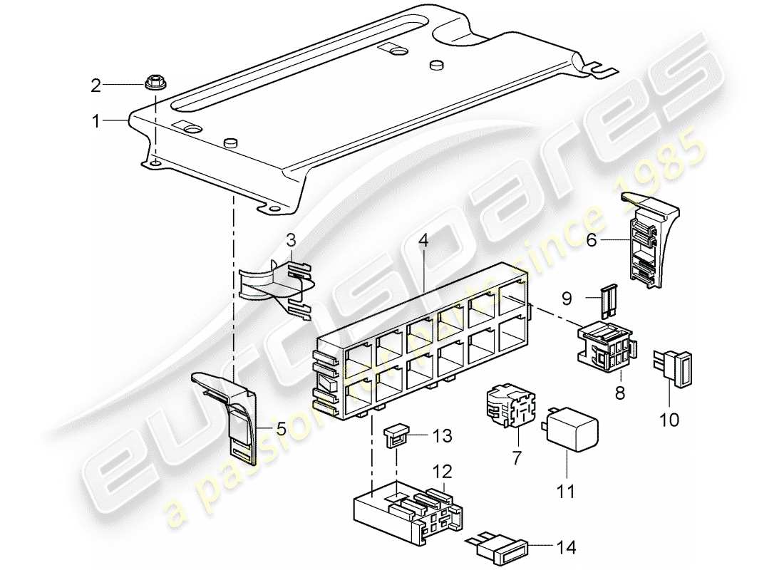 porsche 997 gt3 (2011) fuse box/relay plate part diagram