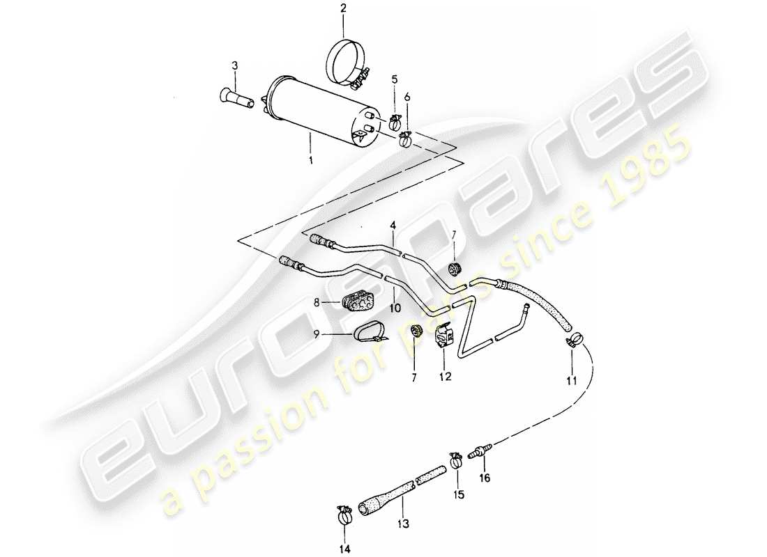 porsche 964 (1993) evaporative emission canister part diagram