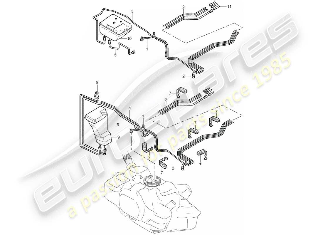 porsche 997 gt3 (2011) fuel system part diagram