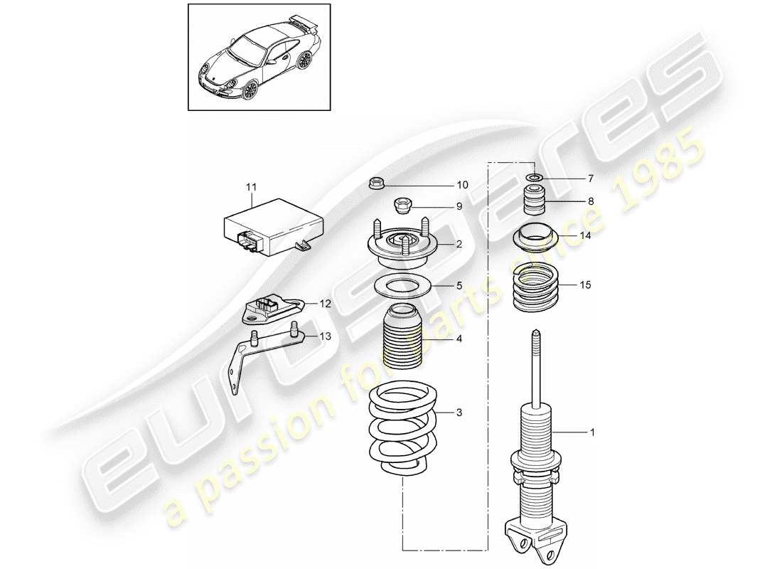 porsche 997 gt3 (2011) shock absorber part diagram