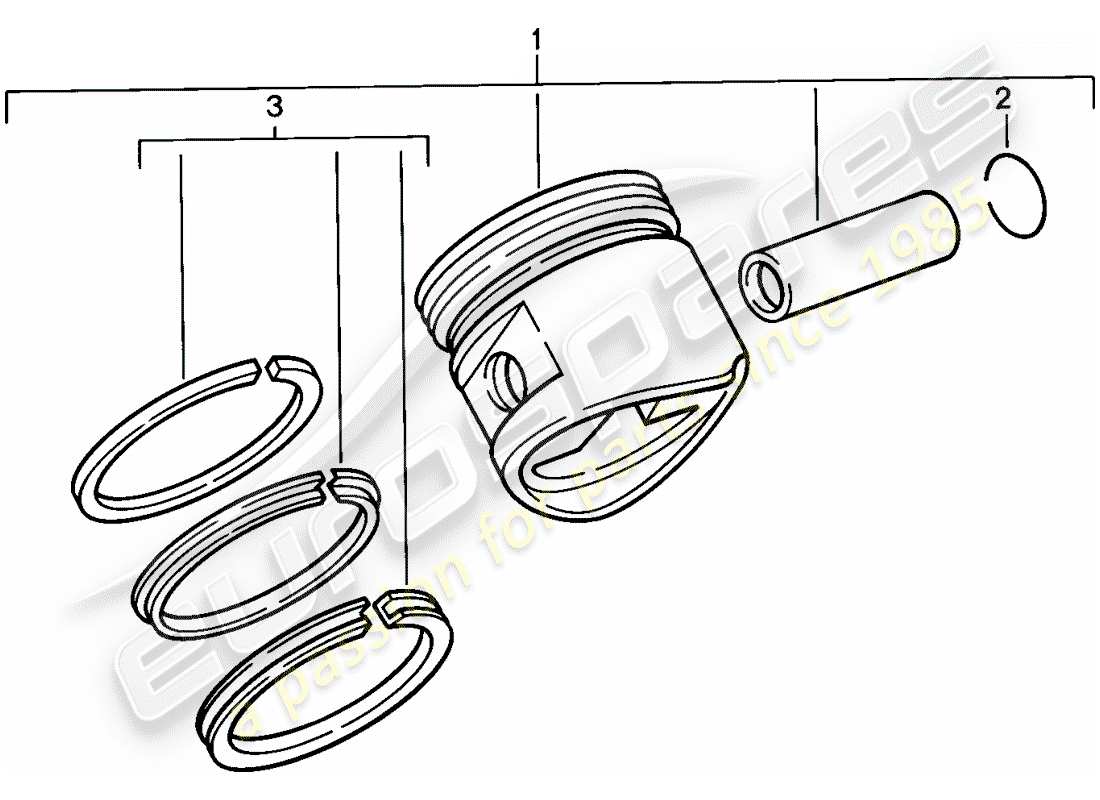 porsche 944 (1986) piston - piston rings part diagram