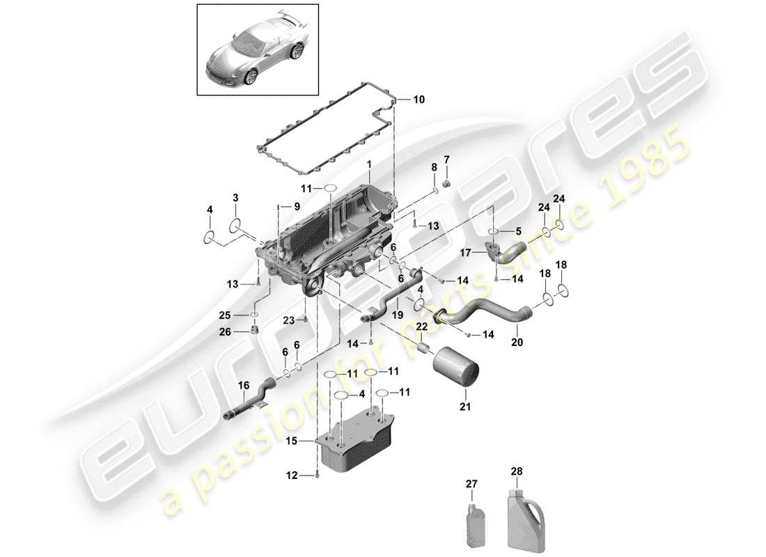 porsche 991r/gt3/rs (2015) oil filter part diagram