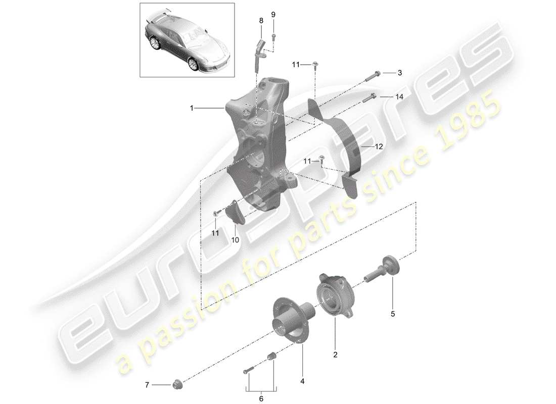 porsche 991r/gt3/rs (2015) wheel carrier part diagram