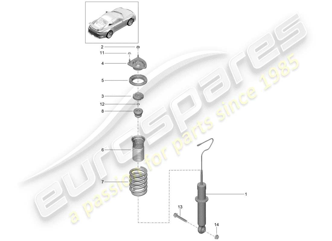 porsche 991r/gt3/rs (2017) shock absorber part diagram