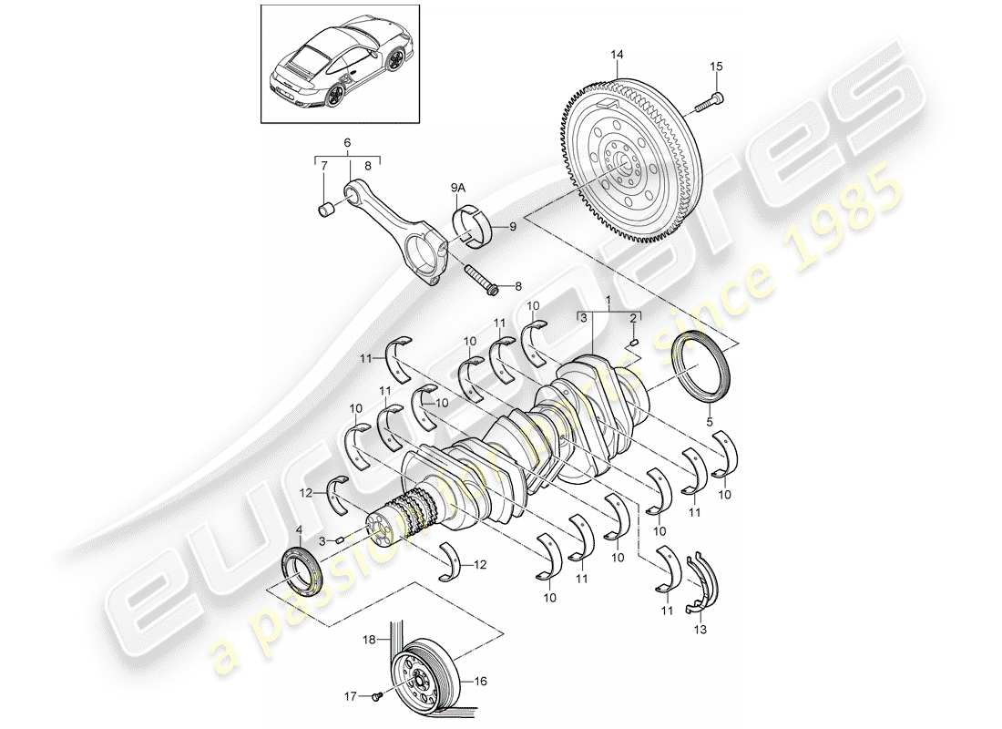 porsche 911 t/gt2rs (2012) crankshaft part diagram