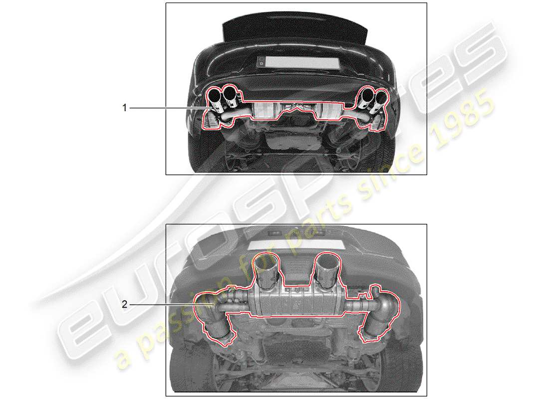 porsche tequipment 98x/99x (2013) exhaust system part diagram