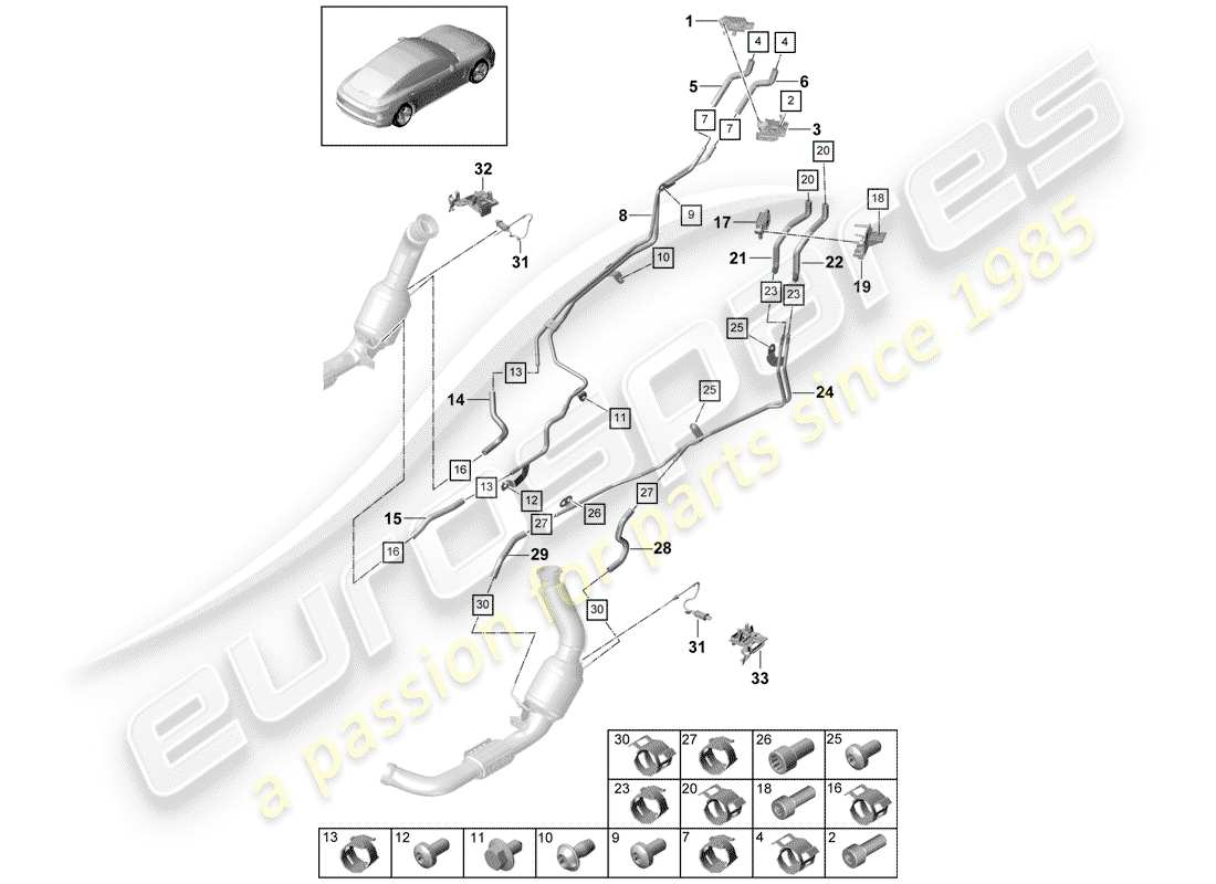 porsche panamera 971 (2017) exhaust system part diagram