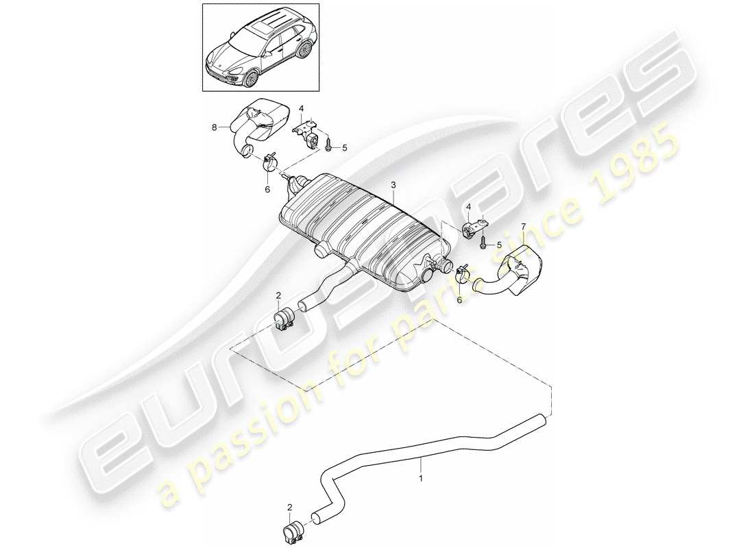 porsche cayenne e2 (2012) exhaust system part diagram