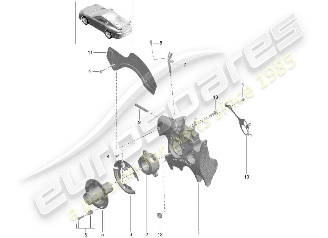 porsche 991r/gt3/rs (2020) wheel carrier part diagram