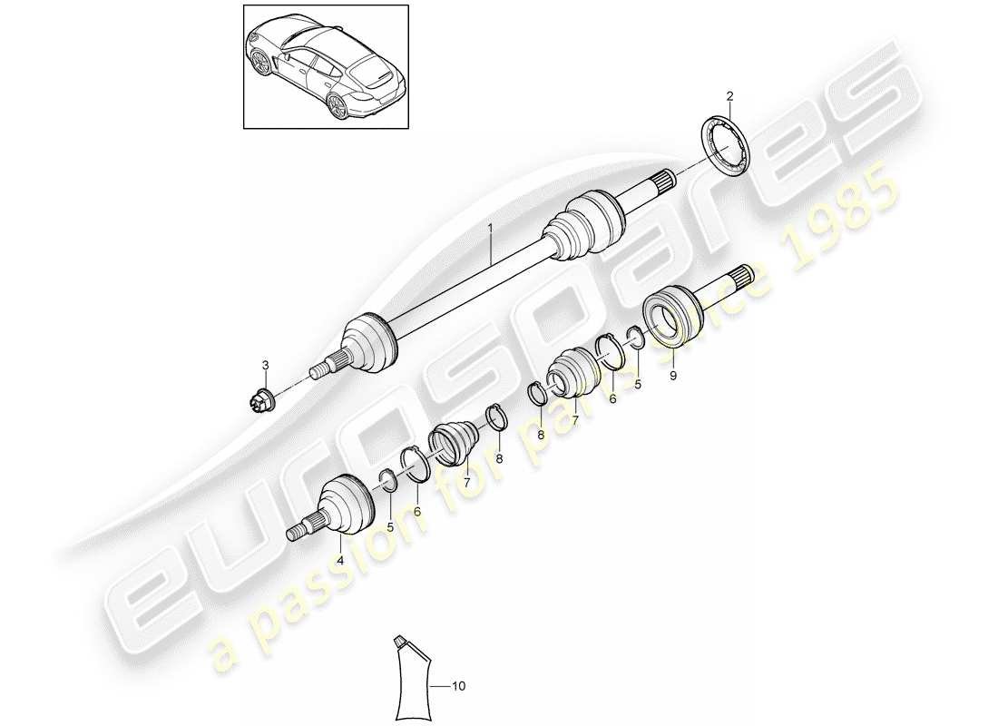 porsche panamera 970 (2013) drive shaft part diagram