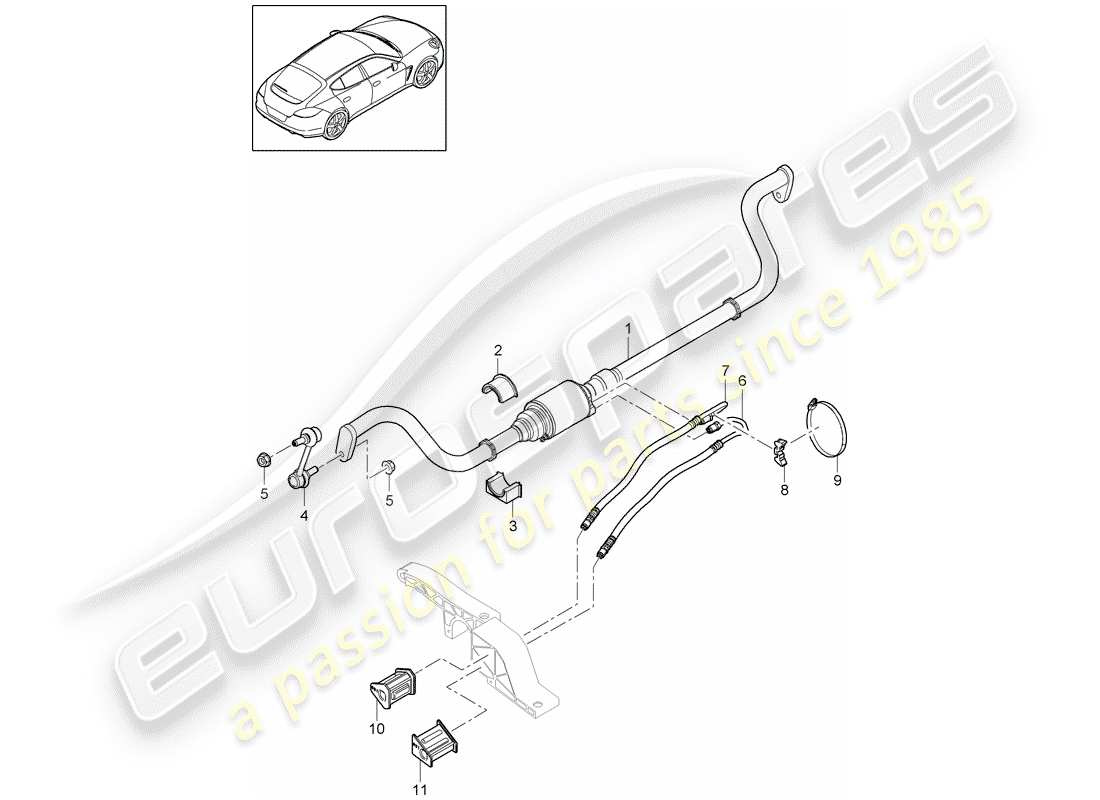 porsche panamera 970 (2013) stabilizer part diagram