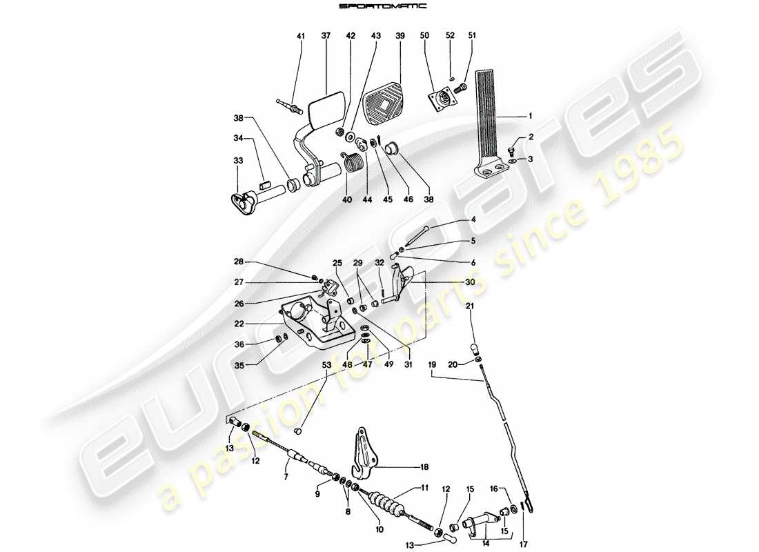 porsche 914 (1971) pedals part diagram