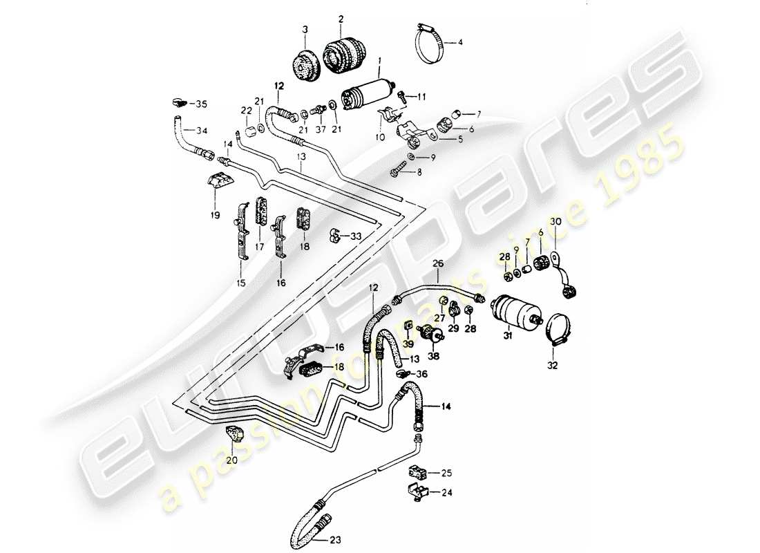 porsche 964 (1991) fuel system part diagram