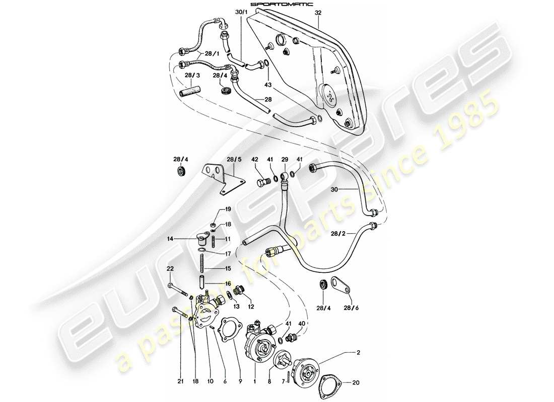 porsche 914 (1972) oil supply - for - torque converter - d >> - mj 1971 part diagram