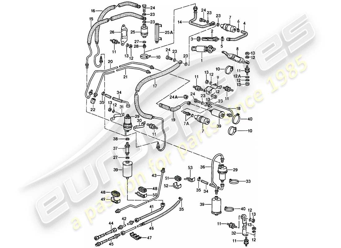 porsche 928 (1980) fuel system part diagram