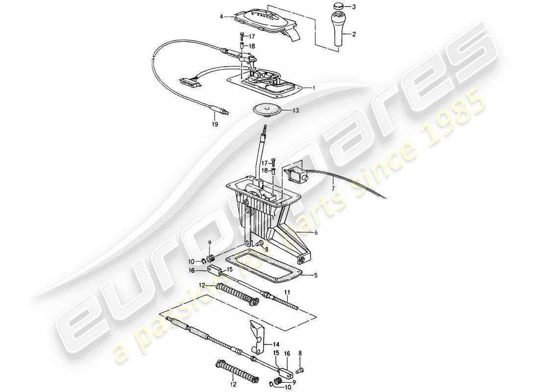 porsche 964 (1991) selector lever - tiptronic - d - mj 1992>> part diagram