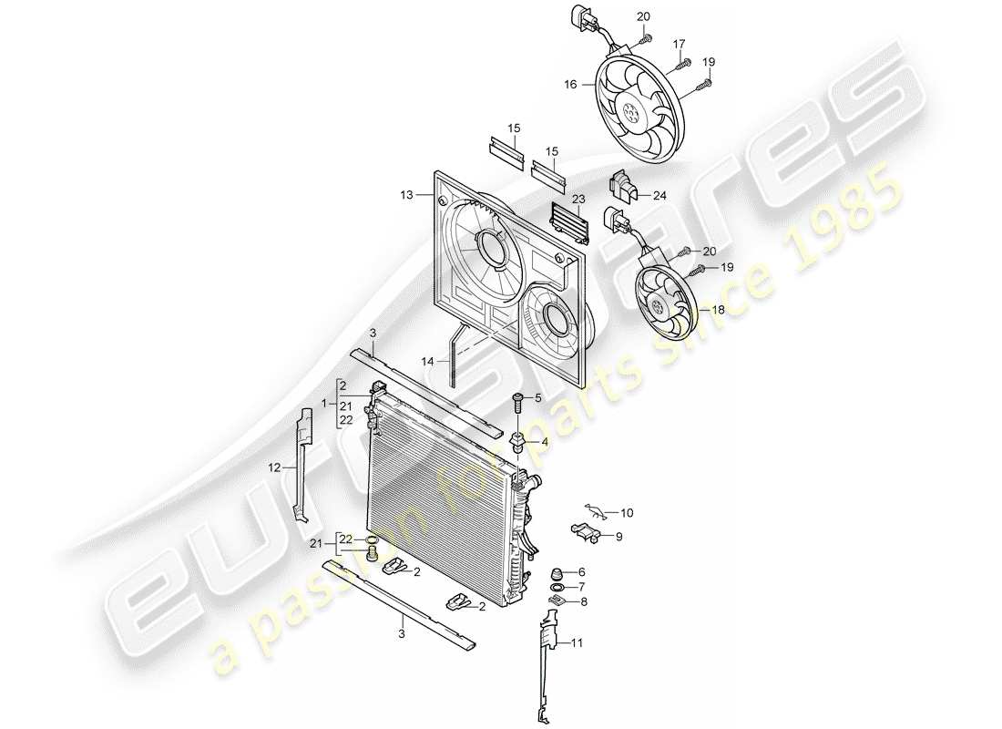 porsche cayenne (2003) water cooling part diagram