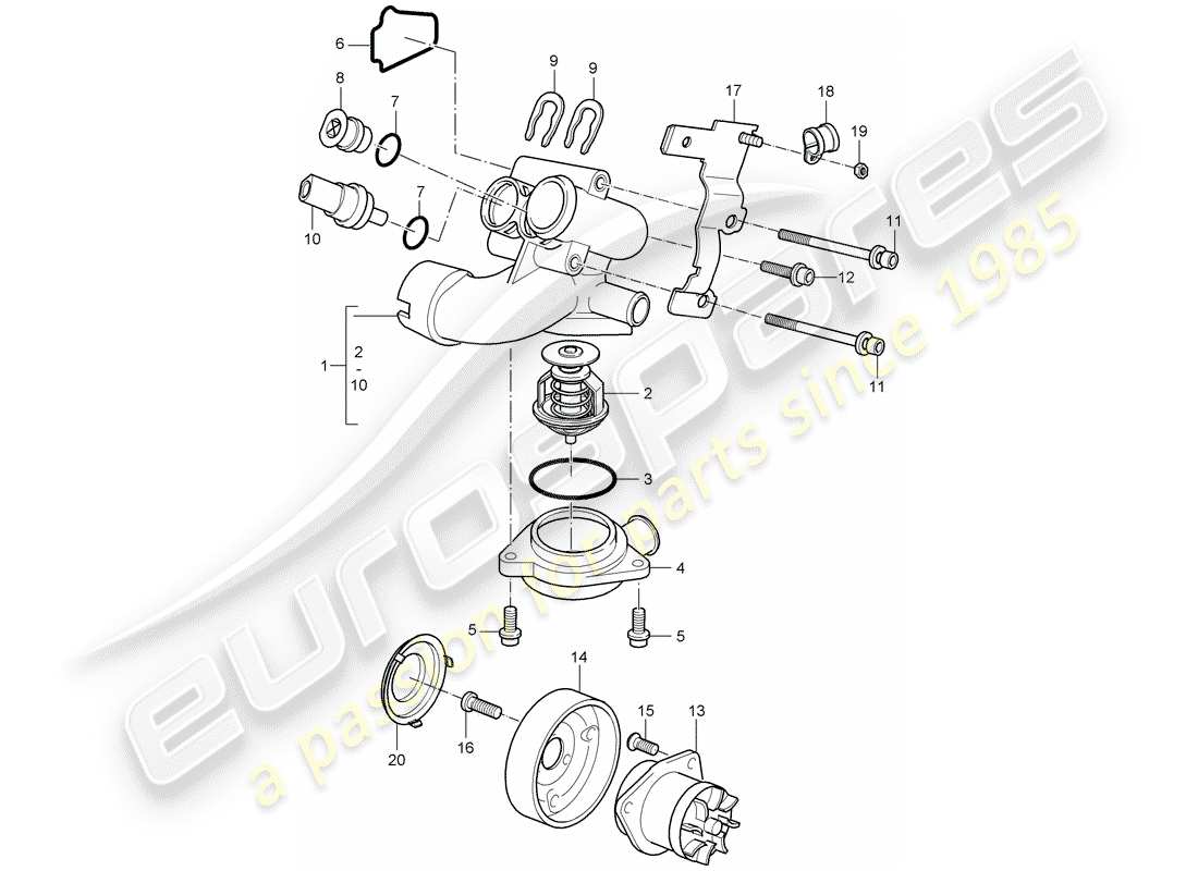 porsche cayenne (2003) water pump part diagram