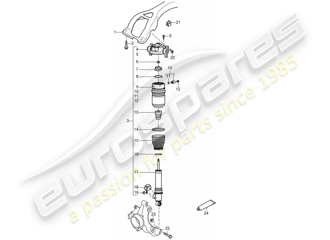 porsche cayenne (2003) shock absorber part diagram