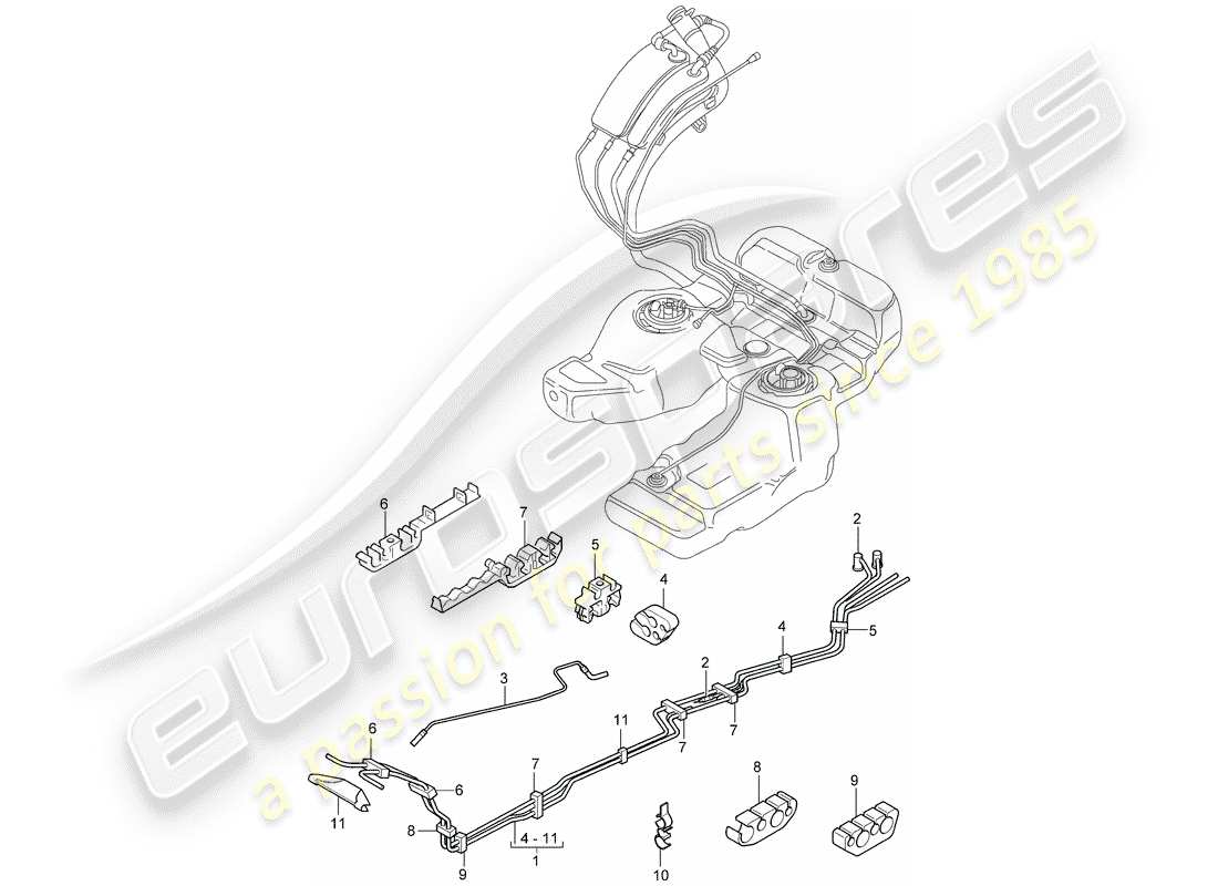 porsche cayenne (2003) fuel supply system part diagram