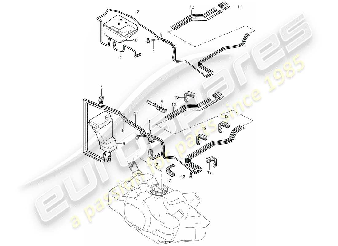 porsche 997 gt3 (2011) fuel system part diagram