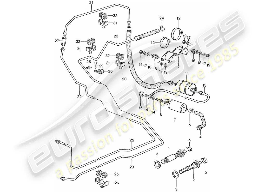 porsche 928 (1990) fuel system part diagram