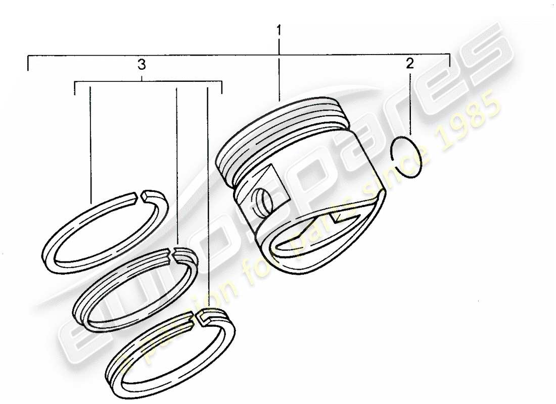 porsche 928 (1990) piston - piston rings part diagram