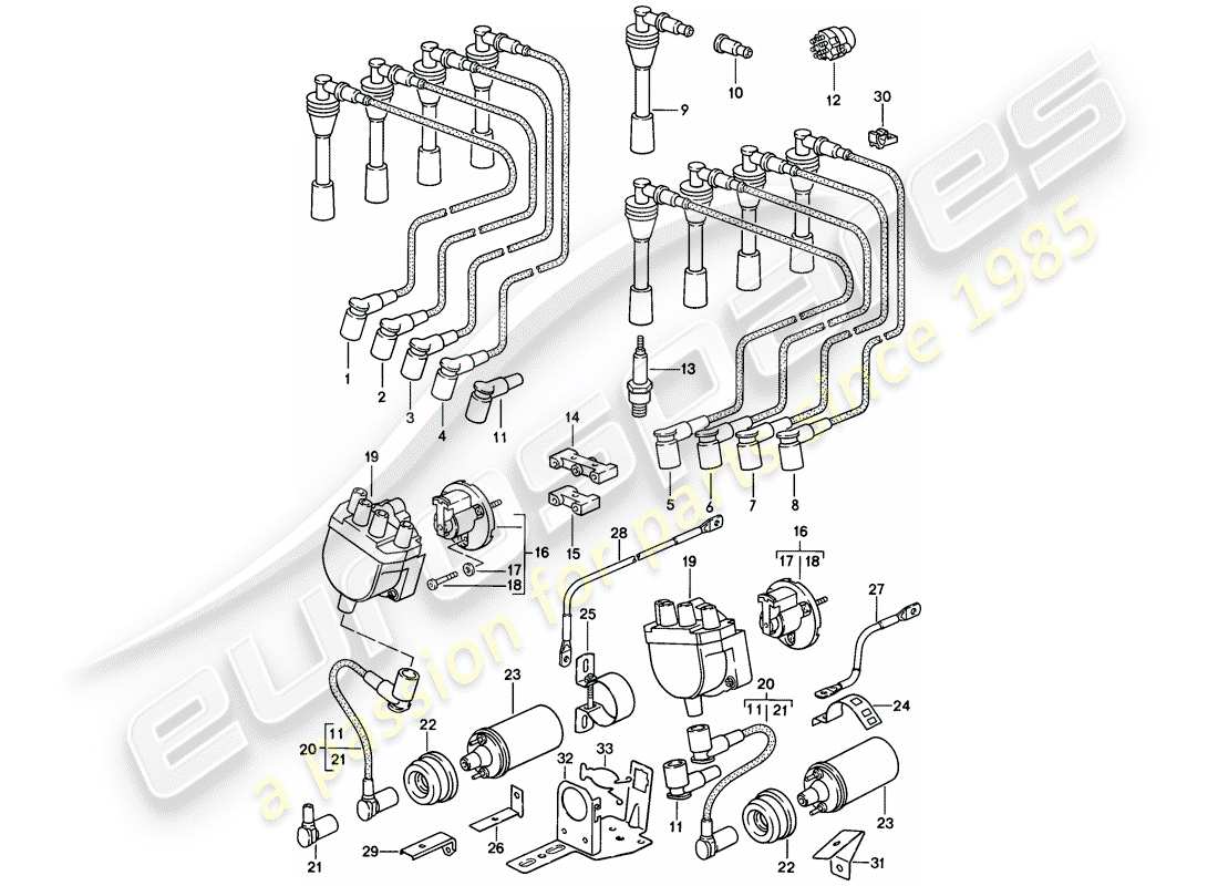 porsche 928 (1986) engine electrics part diagram