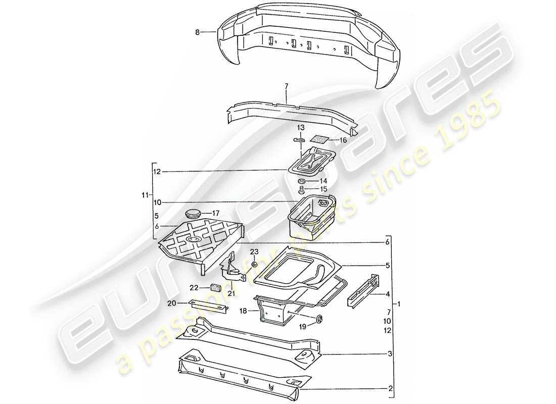 porsche 928 (1987) frame - rear end part diagram