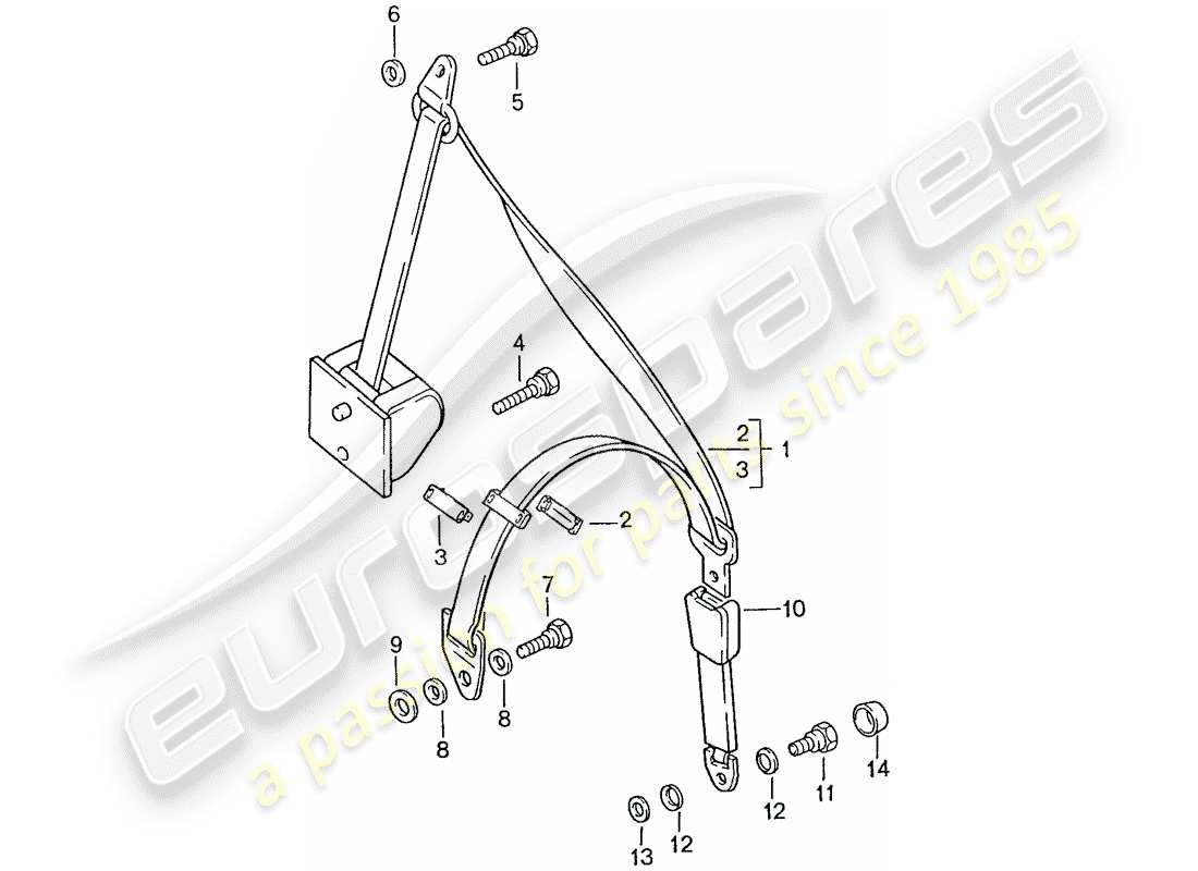 porsche 928 (1987) seat belt - automatic part diagram