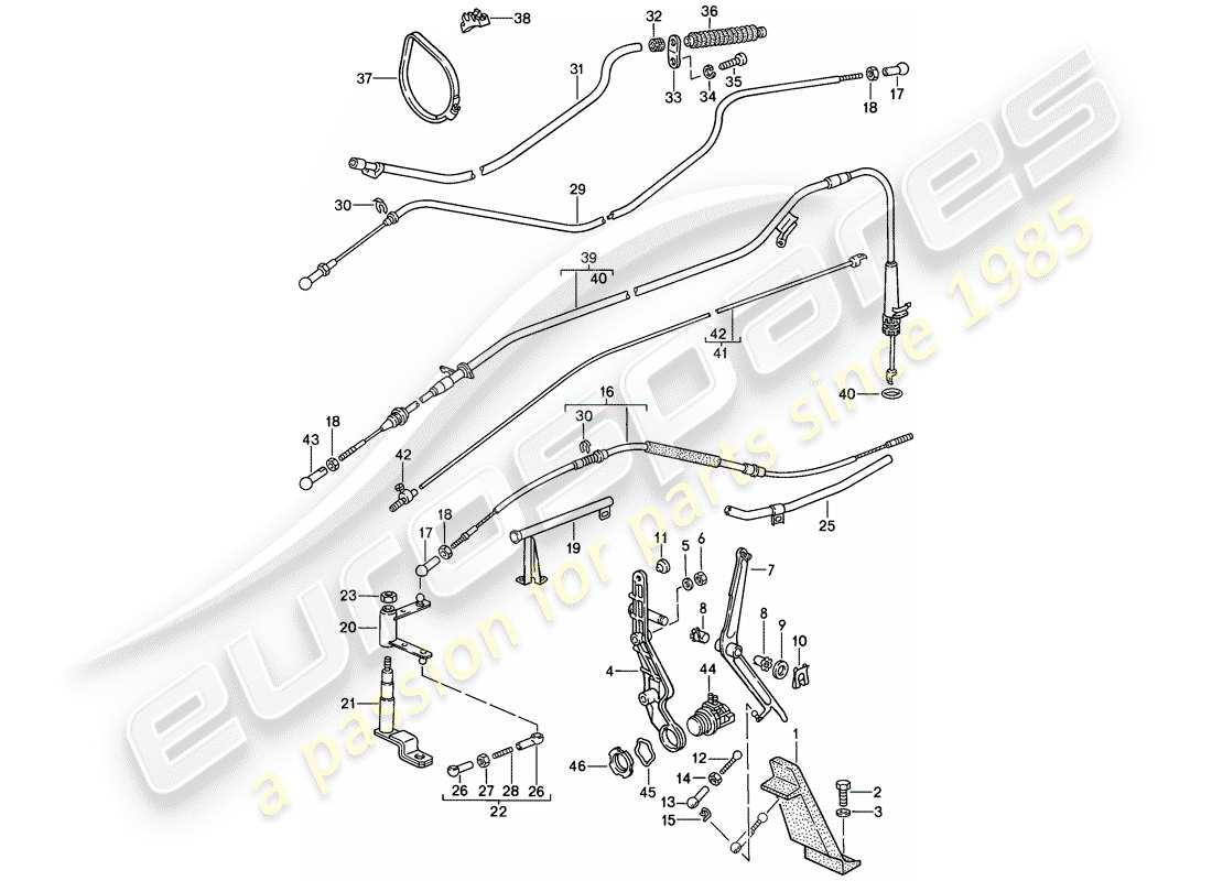 porsche 928 (1986) throttle control part diagram