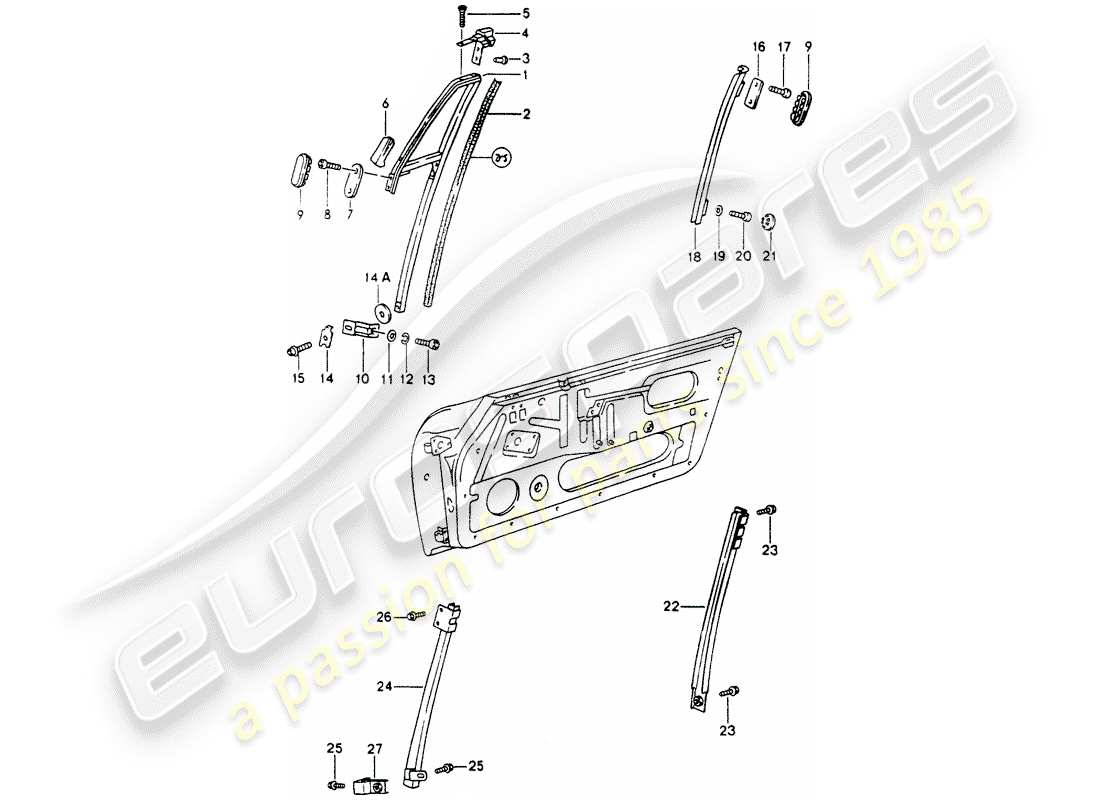 porsche 964 (1990) window frame part diagram