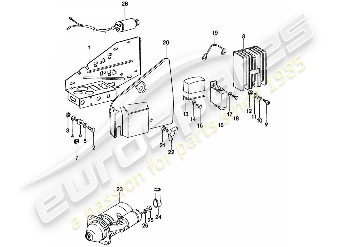 porsche 911 turbo (1977) plate - starter - switch unit part diagram