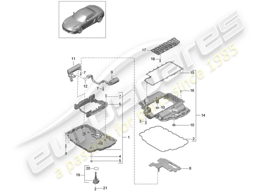 porsche boxster 981 (2014) oil pan part diagram